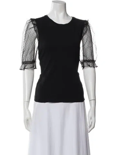 Pre-owned Me+em Polka Dot Print Crew Neck Top In Black