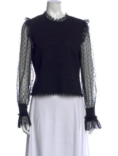 Pre-owned Me+em Polka Dot Print Crew Neck Top In Black/blue