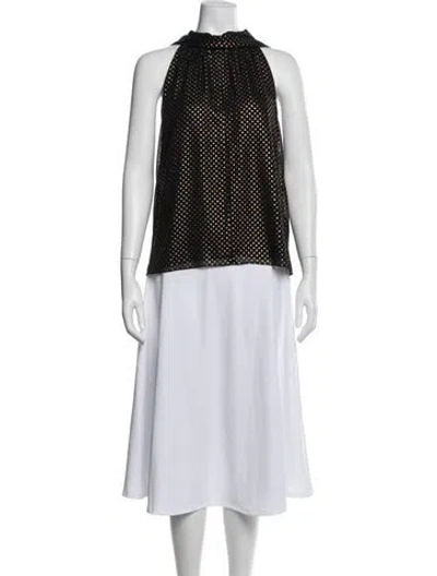 Pre-owned Me+em Polka Dot Print Halterneck Top In Black