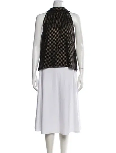 Pre-owned Me+em Polka Dot Print Halterneck Top In Black