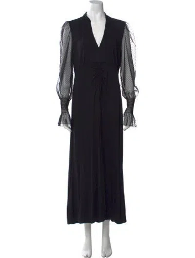 Pre-owned Me+em Polka Dot Print Long Dress In Black