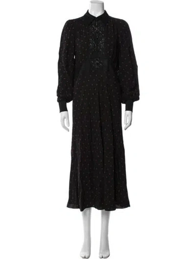 Pre-owned Me+em Polka Dot Print Midi Length Dress In Blue