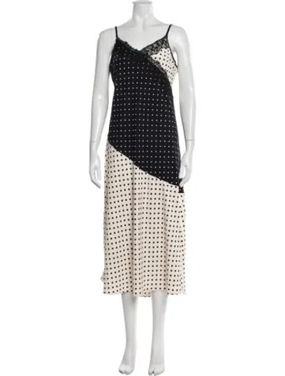 Pre-owned Me+em Polka Dot Print Midi Length Dress In Neutrals