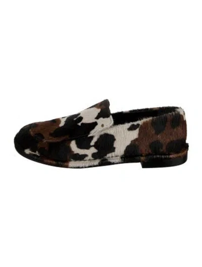 Pre-owned Me+em Ponyhair Animal Print Loafers In Black