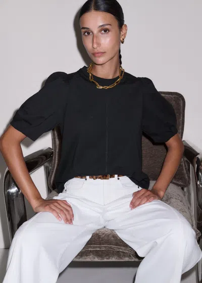 Me+em Pouf Sleeve Swing Top Black