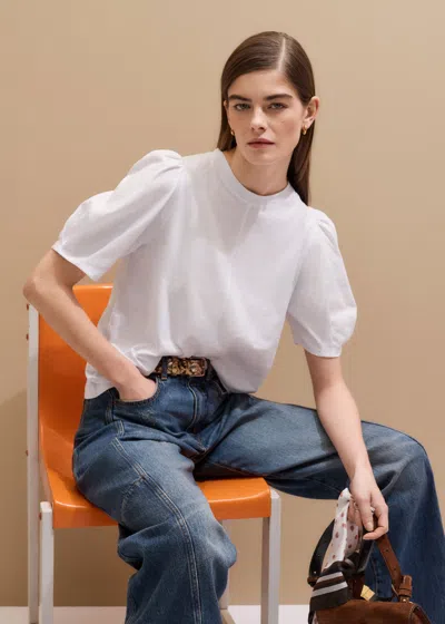 Me+em Pouf Sleeve Swing Top Soft White