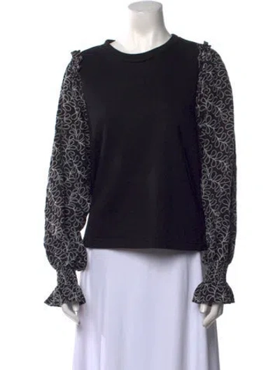 Pre-owned Me+em Printed Crew Neck Sweatshirt In Black