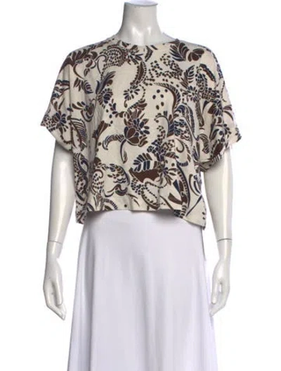 Pre-owned Me+em Printed Crew Neck Top W/ Tags In Neutral