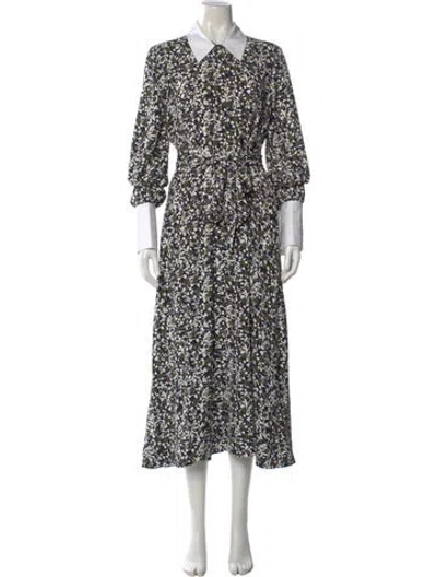Pre-owned Me+em Printed Long Dress In Black