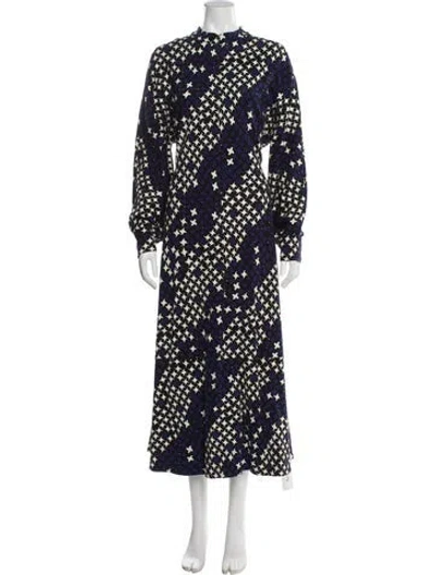 Pre-owned Me+em Printed Long Dress In Blue