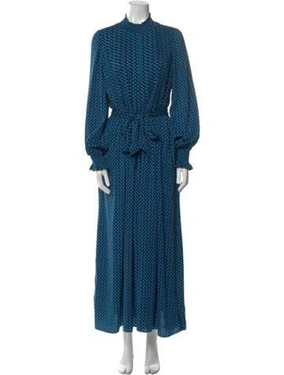 Pre-owned Me+em Printed Long Dress In Blue