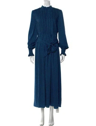 Pre-owned Me+em Printed Long Dress In Blue