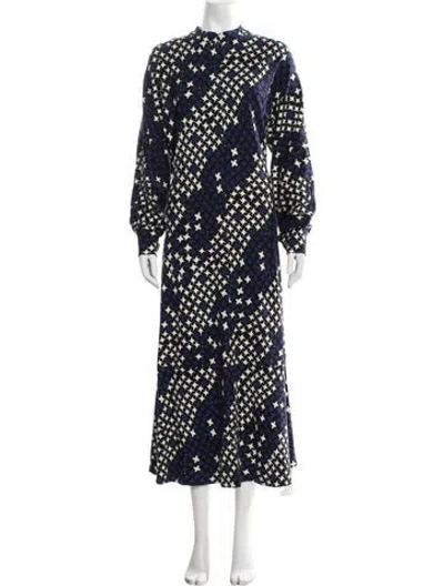 Pre-owned Me+em Printed Long Dress In Blue