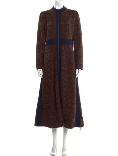 Pre-owned Me+em Printed Long Dress In Brown