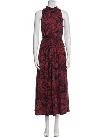Pre-owned Me+em Printed Long Dress In Red