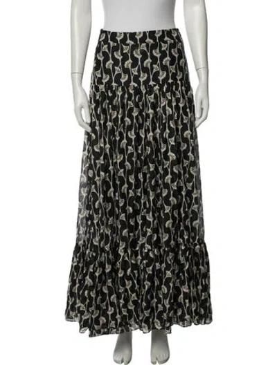 Pre-owned Me+em Printed Long Skirt In Black