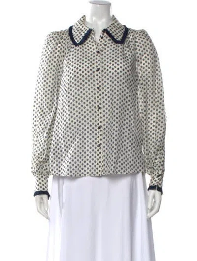 Pre-owned Me+em Printed Long Sleeve Blouse In Neutrals