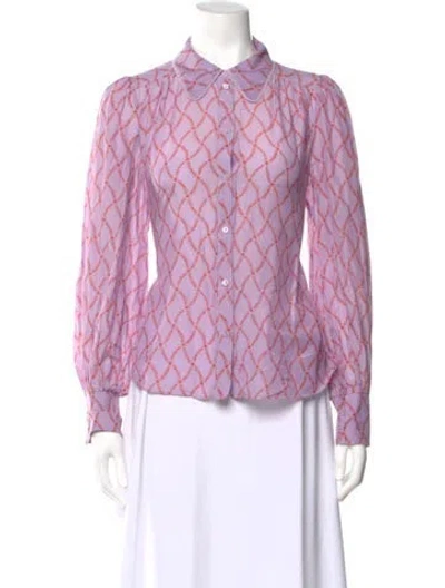 Pre-owned Me+em Printed Long Sleeve Blouse In Pink