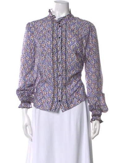 Pre-owned Me+em Printed Long Sleeve Blouse In Purple