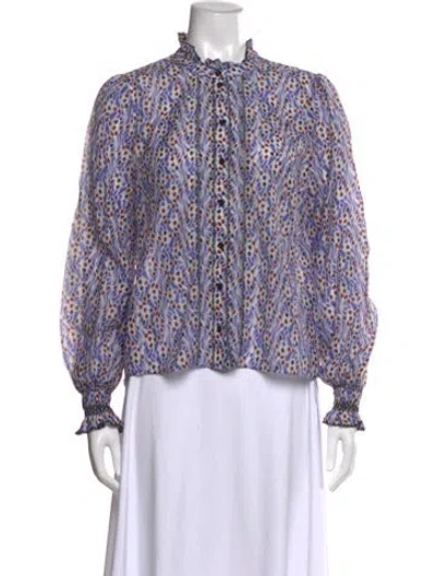 Pre-owned Me+em Printed Long Sleeve Blouse In Purple