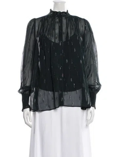 Pre-owned Me+em Printed Long Sleeve Blouse W/ Tags In Green