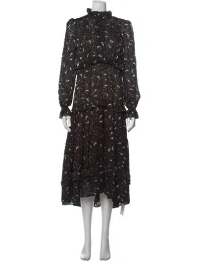 Pre-owned Me+em Printed Midi Length Dress In Black