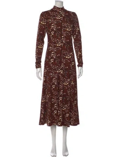 Pre-owned Me+em Printed Midi Length Dress In Brown