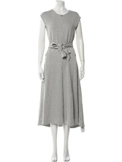 Pre-owned Me+em Printed Midi Length Dress In White