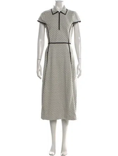 Pre-owned Me+em Printed Midi Length Dress In White