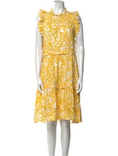 Pre-owned Me+em Printed Midi Length Dress In Yellow