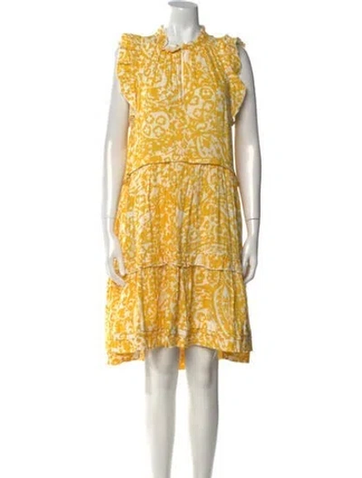 Pre-owned Me+em Printed Midi Length Dress In Yellow