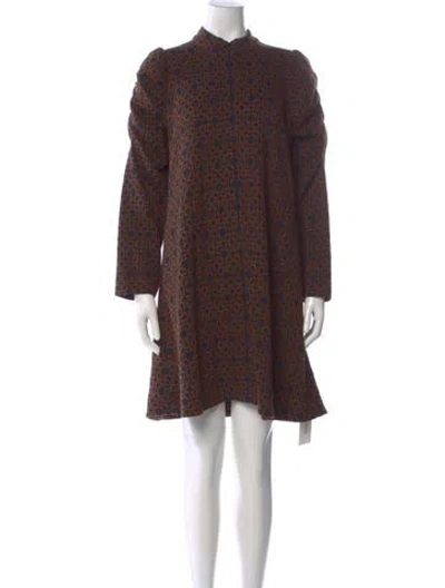 Pre-owned Me+em Printed Mini Dress In Brown
