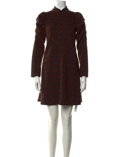 Pre-owned Me+em Printed Mini Dress In Brown