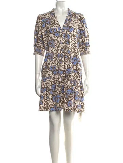 Pre-owned Me+em Printed Mini Dress In Neutrals