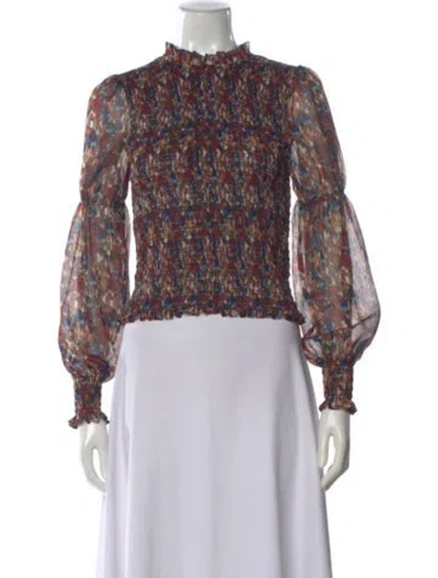 Pre-owned Me+em Printed Mock Neck Top In Multi