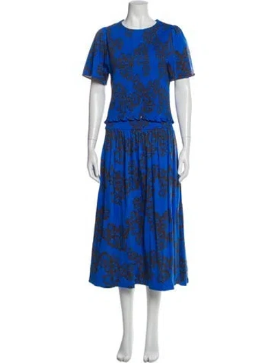 Pre-owned Me+em Printed Ruffle Embellishment Skirt Set W/ Tags In Blue