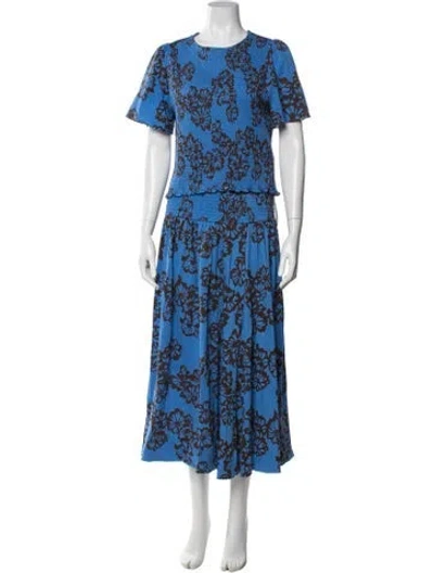 Pre-owned Me+em Printed Ruffle Embellishment Skirt Set W/ Tags In Blue