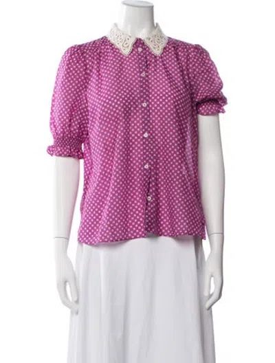 Pre-owned Me+em Printed Short Sleeve Blouse W/ Tags In Pink