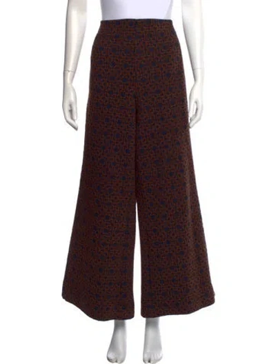 Pre-owned Me+em Printed Wide Leg Pants In Brown
