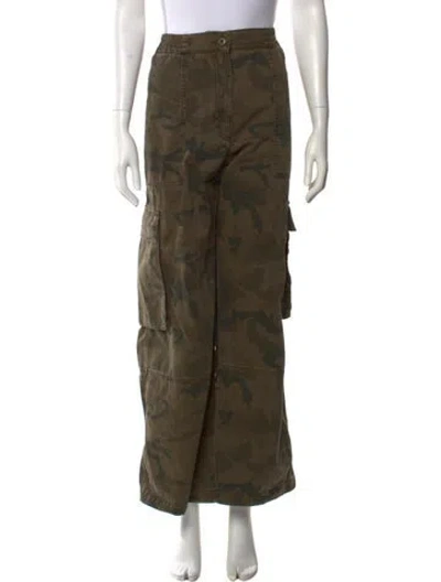 Pre-owned Me+em Printed Wide Leg Pants In Green