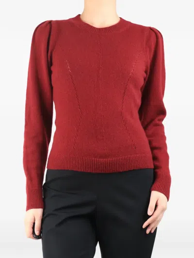 Pre-owned Me+em Puff-sleeve Cashmere Jumper In Red