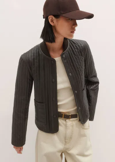 Me+em Quilted Weekend Jacket Ganache Brown In Black