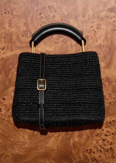 Me+em Raffia Mini Constructed Day Bag Black