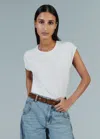 Me+em Raw Edge Muscle Tee In Fresh White
