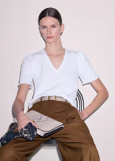 Me+em Raw Edge V-neck Swing Sweatshirt Bright White