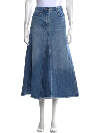 Pre-owned Me+em Raw-edge Trim Long Skirt In Blue