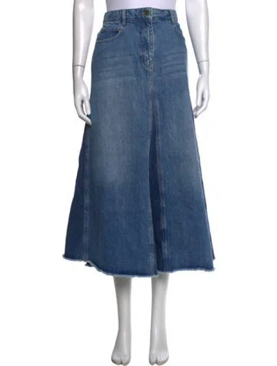 Pre-owned Me+em Raw-edge Trim Long Skirt In Blue