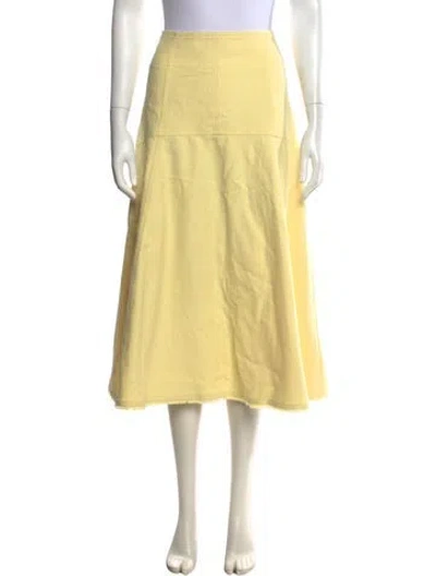 Pre-owned Me+em Raw-edge Trim Midi Length Skirt W/ Tags In Yellow