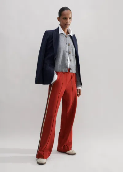 Me+em Regular-length Convertible Side Stripe Pant In Burnt Orange/charcoal/cream