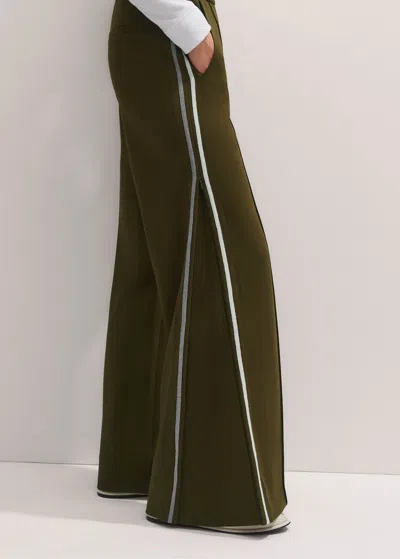 Me+em Regular-length Convertible Side Stripe Pant In Deep Autumn Olive/cream/silver Grey
